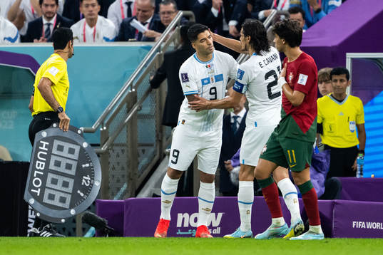 Luis Suarez and Edinson Cavani of Uruguay