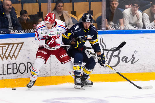 Timrås Anton Wedin och HV71s Niklas Hjalmarsson