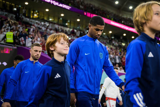 Marcus Rashford of England enters the pitch for the FIFA