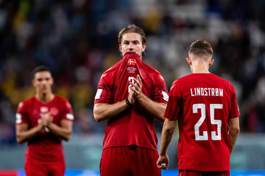 Joachim Andersen of Denmark looks dejected