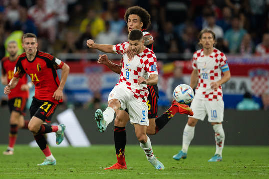 Axel Witsel of Belgium and Andrej Kramaric of Croatia
