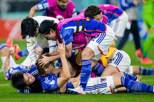 Players of Japan celebrate