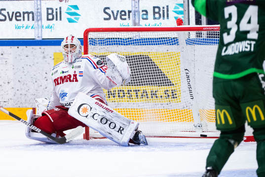 Timrås målvakt Jacob Johansson deppar