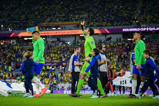 Thiago Silva, goalkeeper Alisson and Casemiro of Brazil