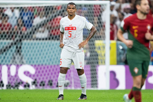 Manuel Akanji of Switzerland looks dejected