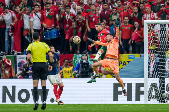 Achraf Hakimi of Morocco and goalkeeper Hugo Lloris of