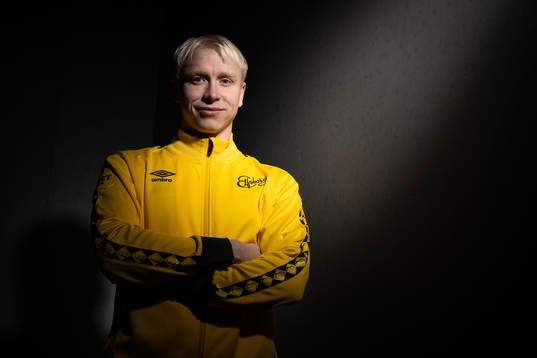 Elfsborgs nyförvärv André Boman poserar för fotografering den 16 december 2022 i Borås. 