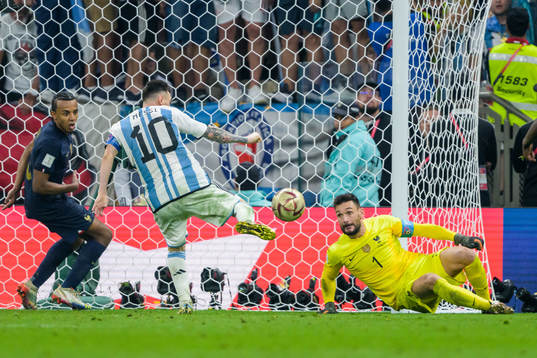 Lionel Messi of Argentina scores 3-2
