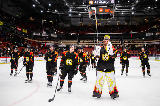 Brynäs Dmytro Timashov och målvakt Anders Lindbäck