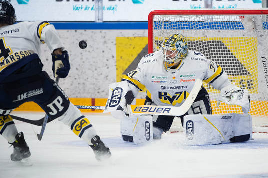 HV71s Niklas Hjalmarsson och målvakt Joni Ortio