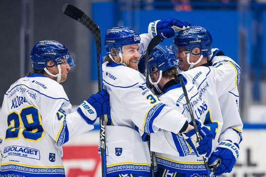 Leksands Anton Lindholm och Oskar Lang jublar