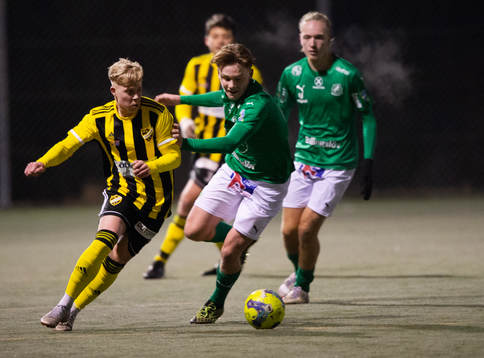 IFK Hässleholms Wictor Willseus i träningsmatchen mellan IFK Hässleholms och Hässleholms IF i Hässleholm 27 januari 2023.
