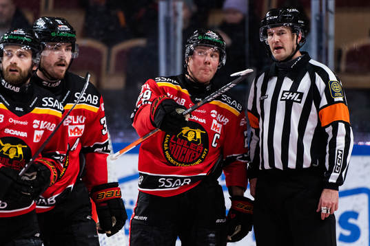 Luleås Erik Gustafsson och domare Johan Nordlöf