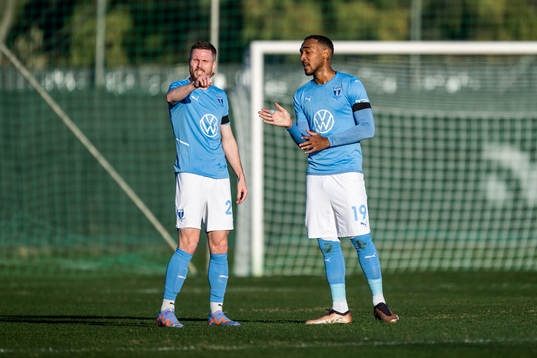 Lasse Nielsen and Derek Cornelius of Malmö FF