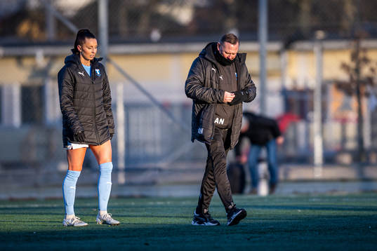 Malmö FFs Malin Gunnarsson och lagledare Anders Nilsson