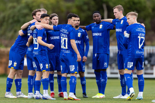 IFK Göteborgs spelare samlade innan  träningsmatchen i