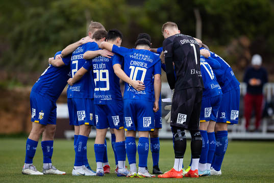 IFK Göteborgs spelare samlade innan  träningsmatchen i