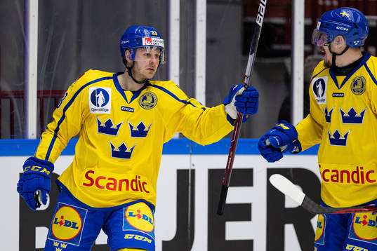 Lucas Wallmark of Sweden celebrates the 1-1 goal