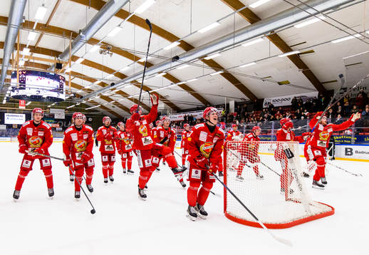Almtunas spelare jublar och tackar publiken