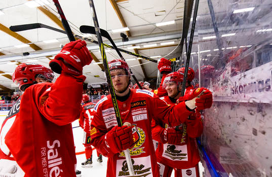 Almtunas spelare jublar och tackar publiken