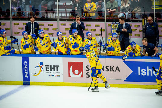 Lucas Wallmark of Sweden celebrates
