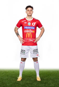 Degerfors Justin Salmon 3 poserar för ett porträtt den 14 februari 2023 i Degerfors.
