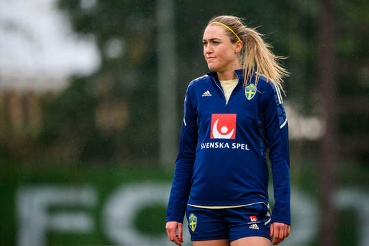 Freja Olofsson of the Swedish women's national football team at a training session