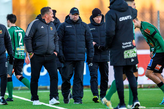 Östersunds tränare Magnus Powell och Varbergs huvudtränare Joakim Persson
