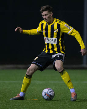 IFK Hässleholms Axel Henriksson i träningsmatchen mellan Kristianstads FC och IFK Hässleholm i Kristianstad 20 februari 2023.