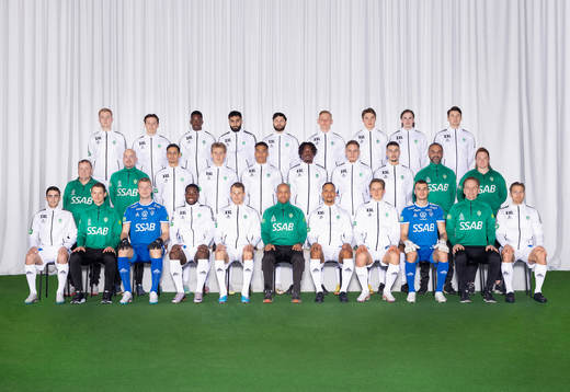  Malte Persson, Filip Sjöberg, Samouil Izountouemoi, Ferhad Ayaz, Jonathan Tamimi, Christopher Redenstrand, Gustav Berggren, Johan Arvidsson, Pontus Jonsson. Mittenledet från vänster: Janne Lövgren Matrialare, John Åberg Målvaktstränare, Yassin Hawat, Henry Sletsjøe, Eirik Asante Gayi, Ieltsin Camões, Pontus Rödin, Roni Hajo, Janne Mian Assisterande, Sanna Johansson Sjukgymnast. Sittande från vänster: Emil Tot Wikström, Jonatan Lundevall Naprapat, Viktor Frodig, Kevin Nyarko, Alexander Zetterström, Kleber Saarenpää Huvudtränare, Seth Hellberg, Douglas Karlberg, Andre Bernardini, Joakim Gustafsson Massör, Jacob Stensson.