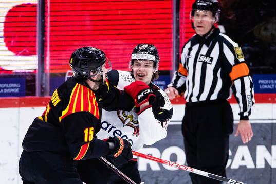 Brynäs Simon Bertilsson och Malmö Redhakws Lukas Wernblom