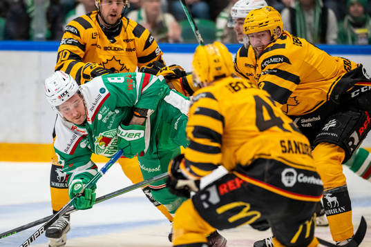 Rögles Linus Sandin kamp med Skellefteås Petter Granberg
