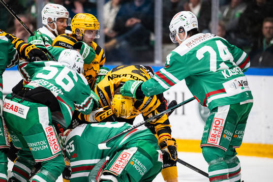 Skellefteås Melker Karlsson och Tom Kühnhackl mot Rögles