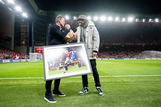 Former football player Nicklas Bendtner ahead of the UEFA Euro Qualifier football match between Denmark and Finland on March 23, 2023 in Copenhagen. 