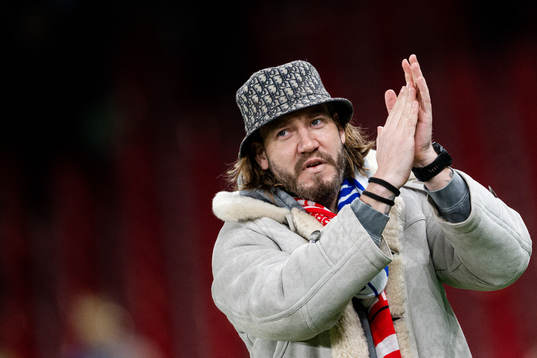 Former football player Nicklas Bendtner ahead of the UEFA Euro Qualifier football match between Denmark and Finland on March 23, 2023 in Copenhagen. 