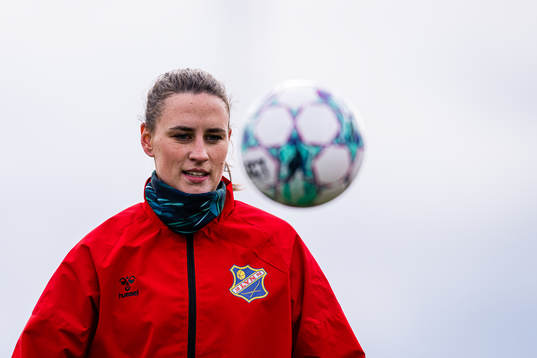 Trine Skjelstad Jensen of Lyn ahead of the Toppserien football match between Lyn and Brann on March 25, 2023 in Oslo.