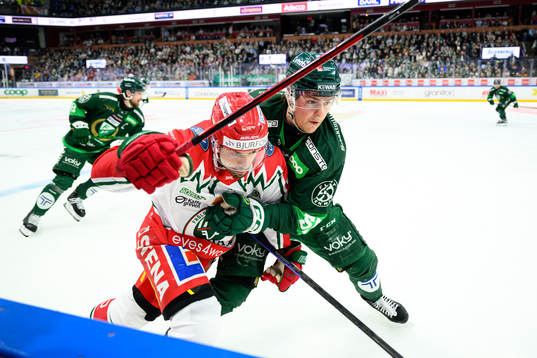 Frölundas Patrik Carlsson och Färjestads Max Lindroth