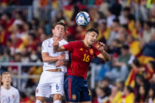 Patrick Berg of Norway and Rodri of Spain