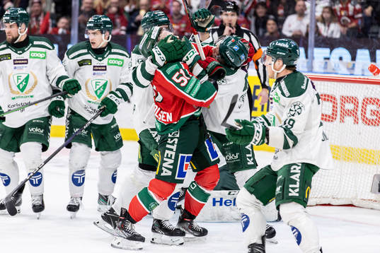 Frölundas Mats Rosseli Olsen och Färjestads Max Lindroth