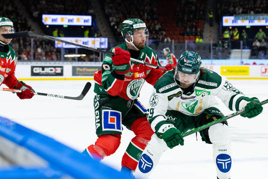 Frölundas Jan Mursak och Färjestads Linus Johansson