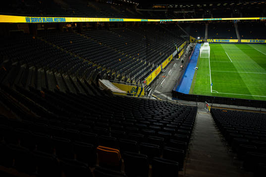 General interior view over Friends Arena ahead of the UEFA Euro Qualifier football match between Sweden and Azerbaijan on March 27, 2023 in Stockholm. 