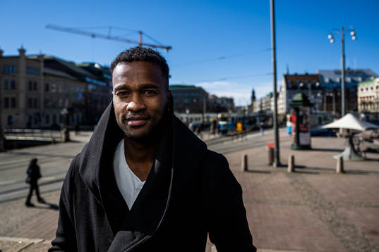 Häckens Ola Kamara poserar för ett porträtt den 28 mars 2023 i Göteborg. 