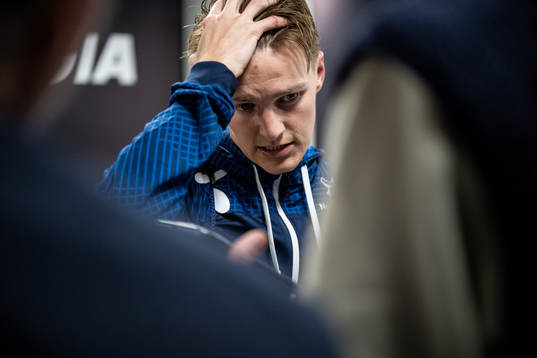 Martin Ødegaard of Norway in the mixed zone