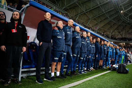 Ståle Solbakken, head coach of Norway, and his staff