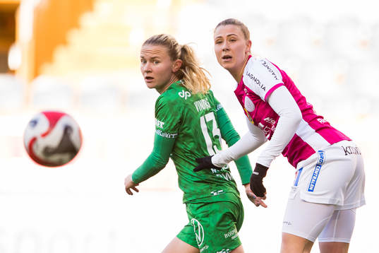 Hammarbys Matilda Vinberg och IK Uppsalas Emilia Hjertberg