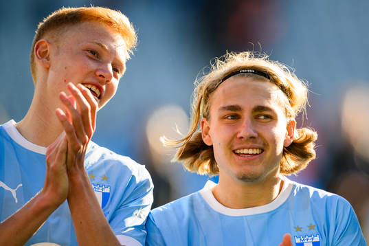 Malmö FFs Hugo Larsson och Sebastian Nanasi