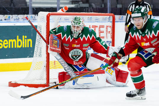 Frölundas målvakt Lars Johansson och Andreas Borgman