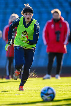 Goalkeeper Tove Enblom of the Swedish women's national football team at a training session