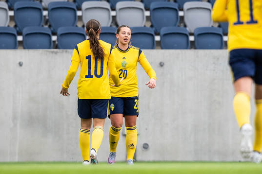 Cornelia Kapocs of Sweden celebrates after scoring 1-0