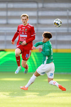 Skövde AIKs Lukas Rhöse och Jönköpings Södras Flamur